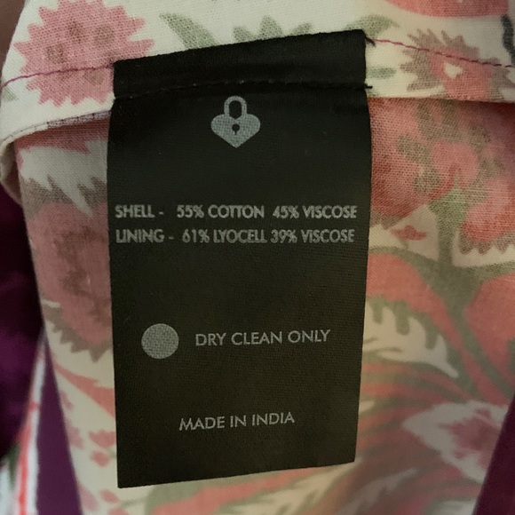 Emily Lovelock Purple Floral Patterned Puff Sleeve Women's Dress - Picture 5 of 9